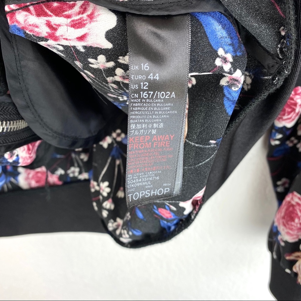 Topshop Floral Print Bomber Jacket SZ US 12 UK 16 - Picture 7 of 7
